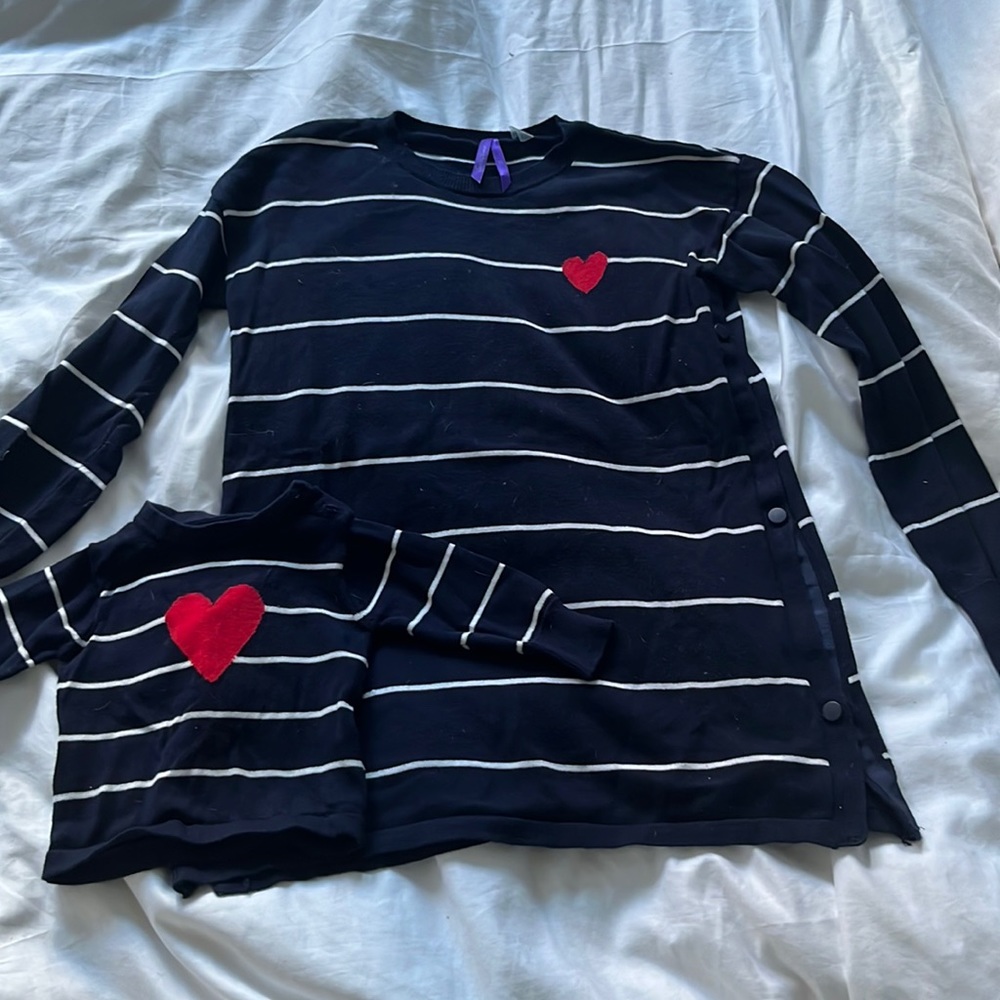 Matching Seraphine mommy and me heart sweaters XS adult and 0-6m baby